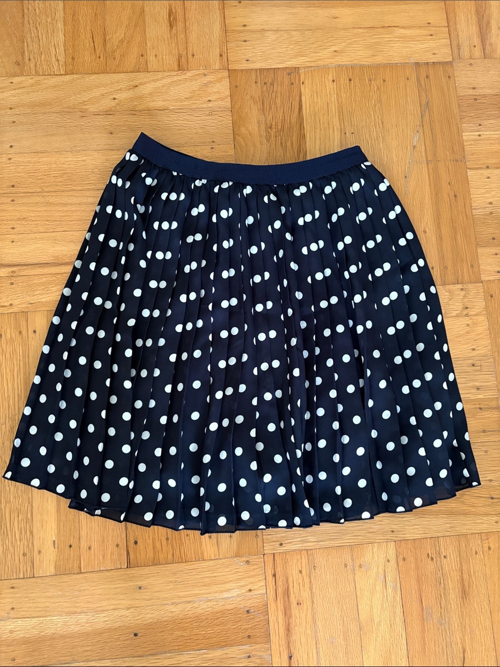 Uniqlo Navy and White Polka Dot Skater Skirt